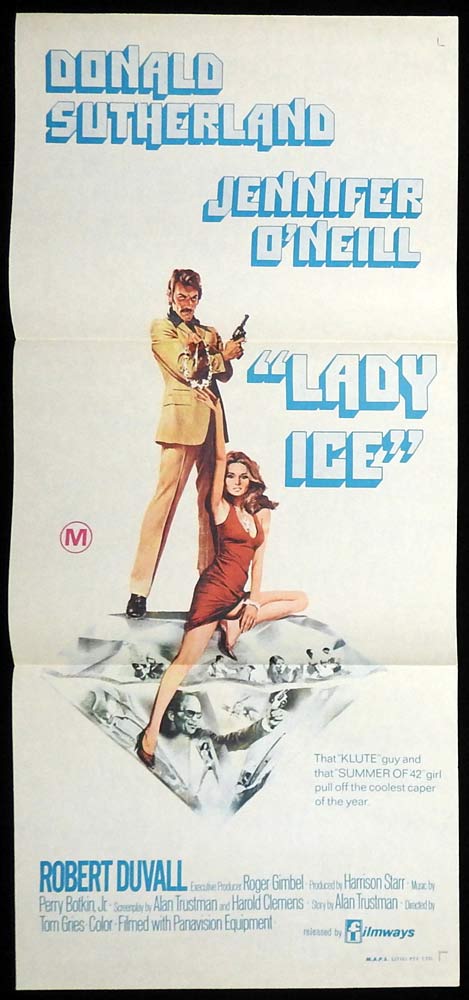 LADY ICE Original Daybill Movie Poster Donald Sutherland Jennifer O’Neill