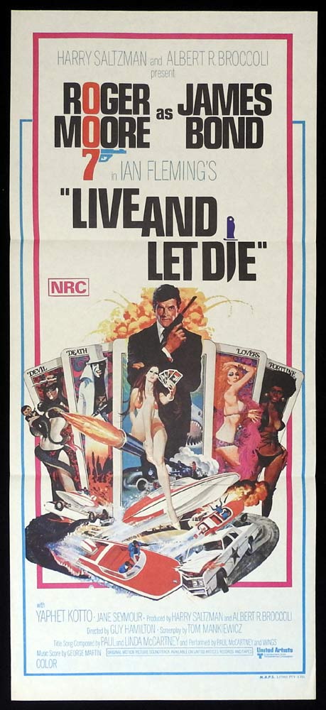 LIVE AND LET DIE Australian Daybill Movie Poster Roger Moore James Bond