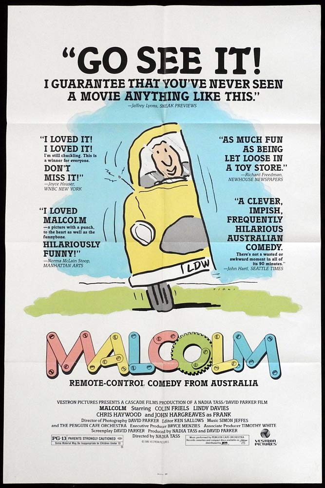 MALCOLM Original One Sheet Movie Poster Colin Friels John Hargreaves Australian Cinema