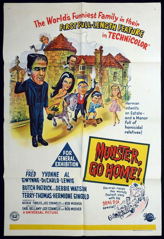 MUNSTER GO HOME Original One Sheet Movie poster Fred Gwynne Yvonne De Carlo