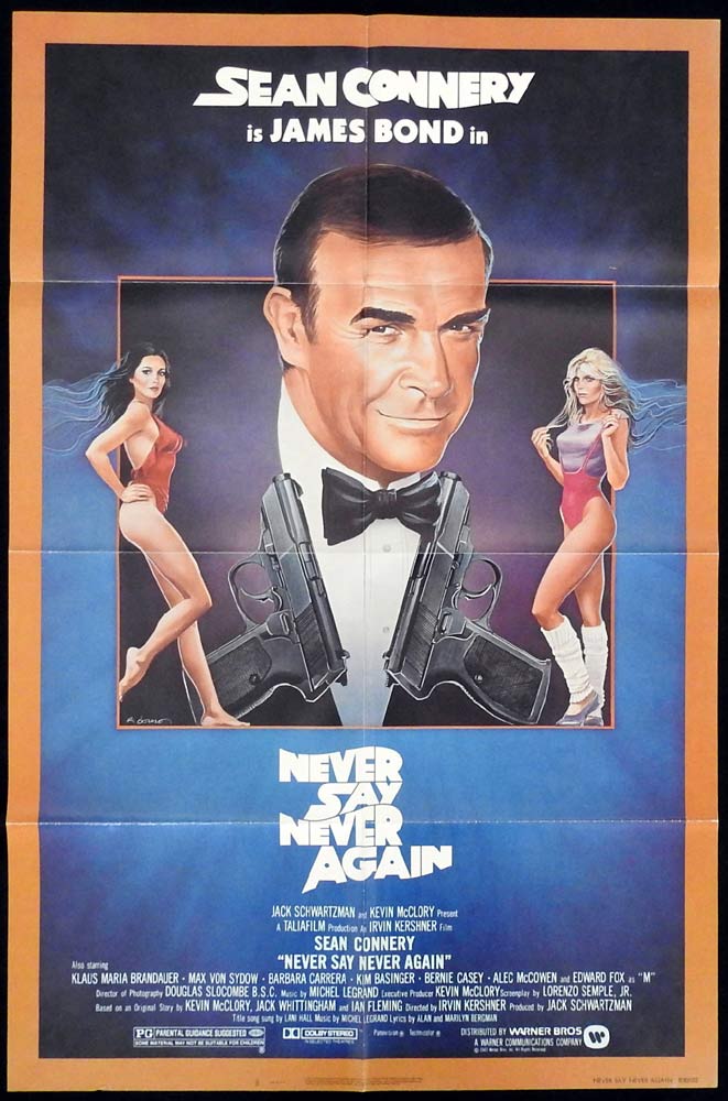 NEVER SAY NEVER AGAIN Original US One Sheet Movie poster Sean Connery James Bond