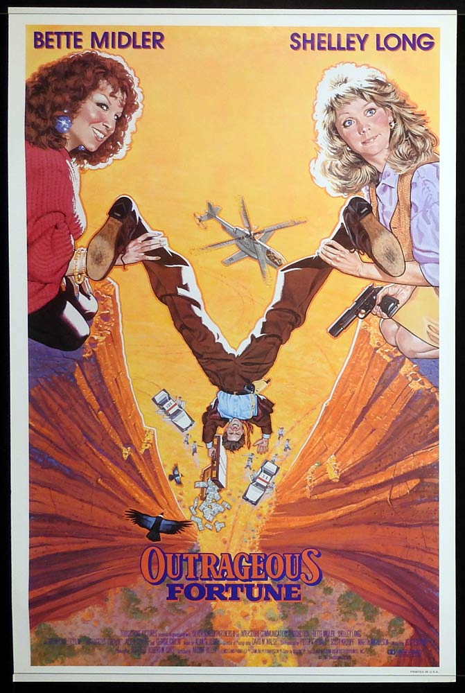 OUTRAGEOUS FORTUNE Original One Sheet Movie Poster Shelley Long Bette Midler