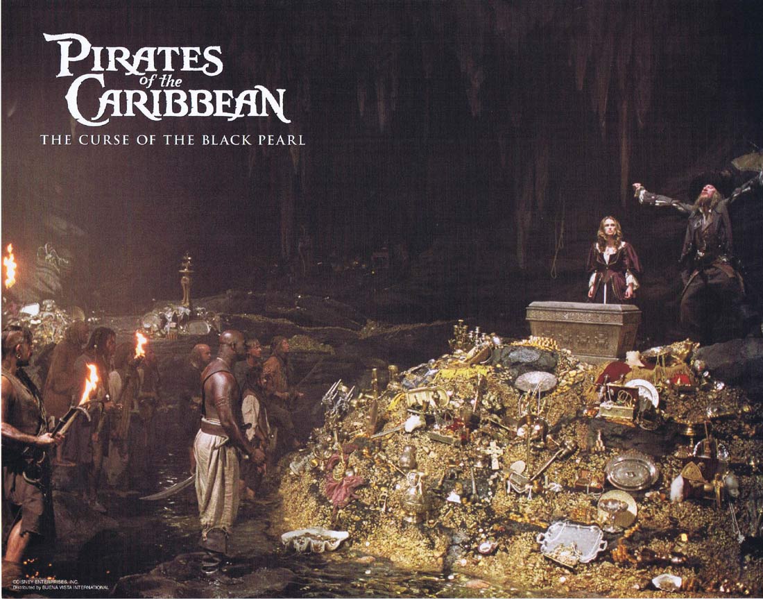 PIRATES OF THE CARIBBEAN CURSE OF THE BLACK PEARL Original US Lobby Card 14 Johnny Depp Geoffrey Rush