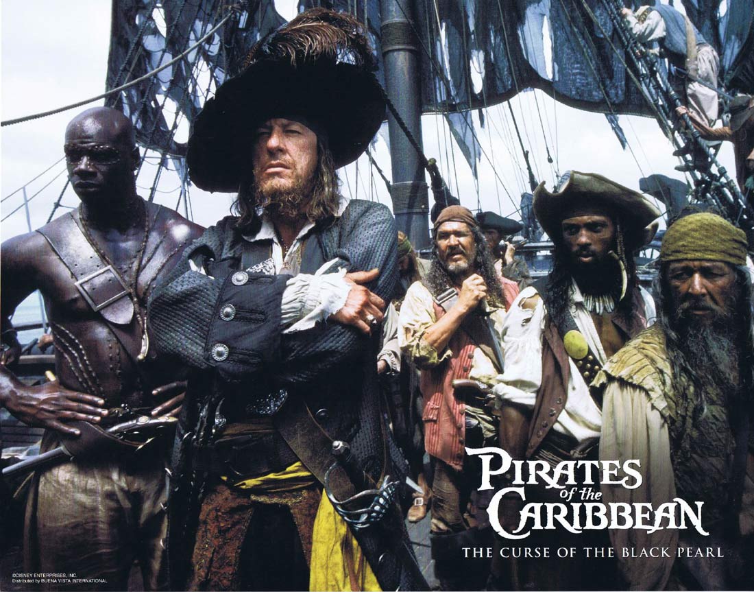 PIRATES OF THE CARIBBEAN CURSE OF THE BLACK PEARL Original US Lobby Card 7 Johnny Depp Geoffrey Rush