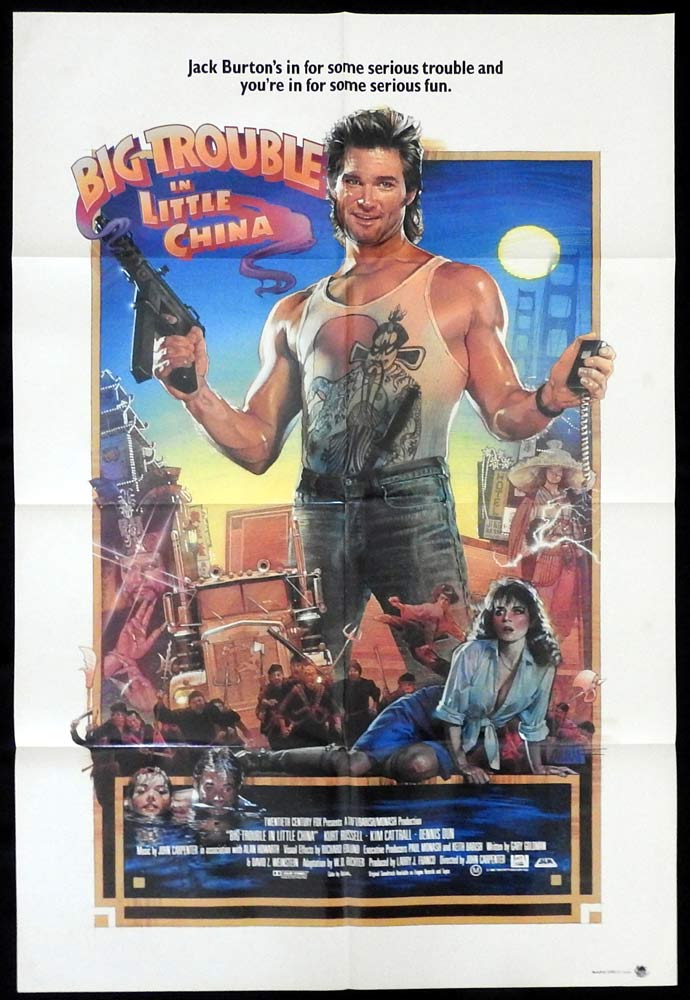 BIG TROUBLE IN LITTLE CHINA Original One Sheet Movie Poster Kurt Russell Kim Cattrall