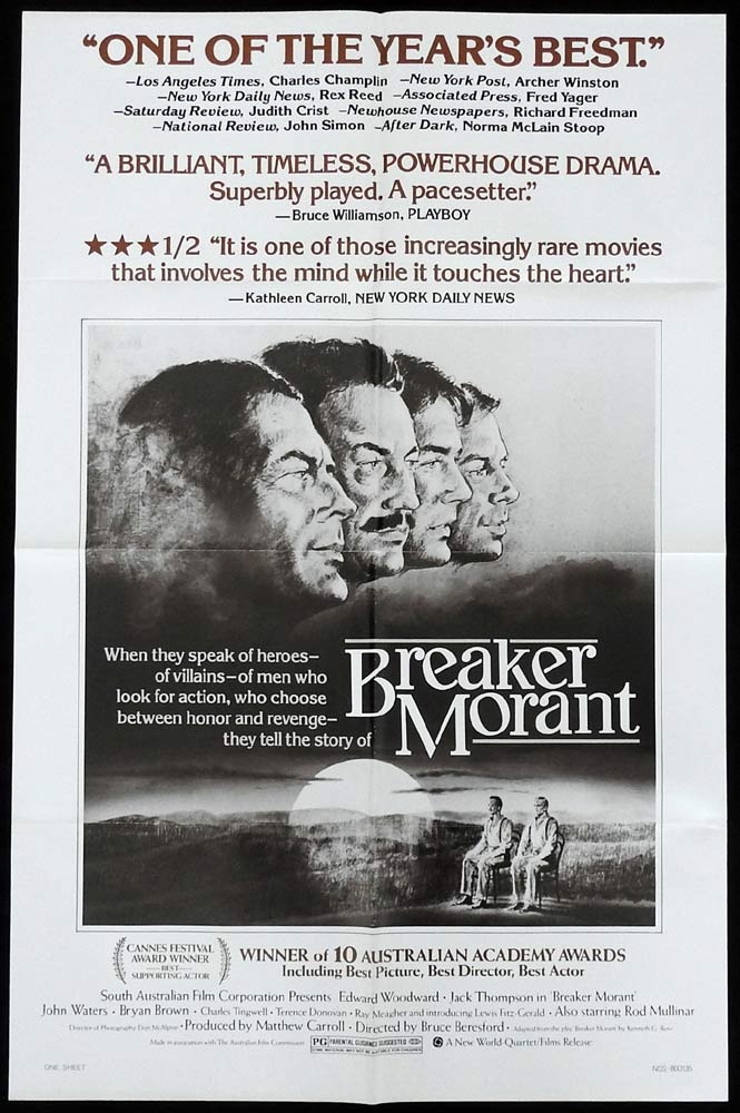BREAKER MORANT Original US One Sheet Movie poster Edward Woodward Jack Thompson