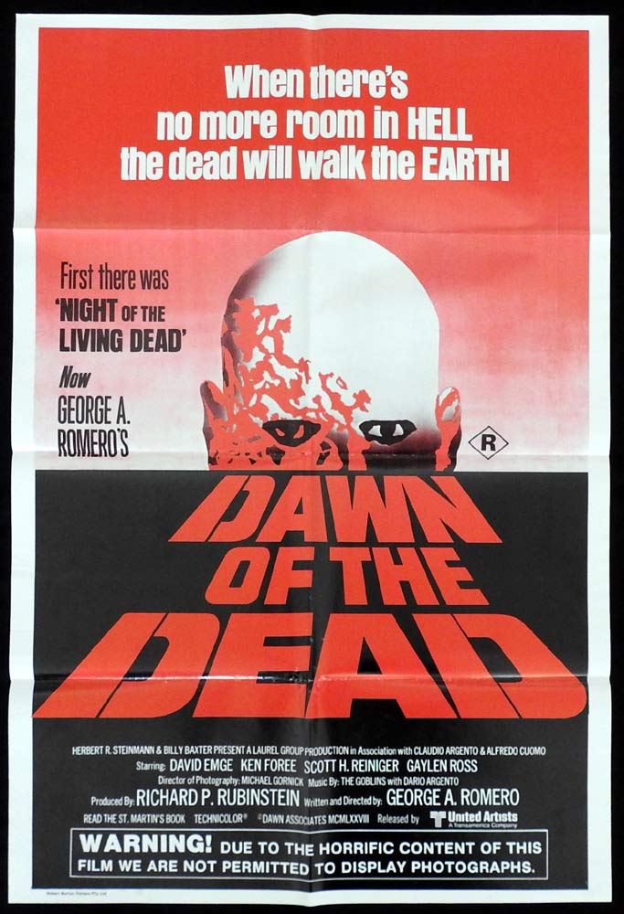 DAWN OF THE DEAD Original One Sheet Movie poster George Romero Zombie Horror