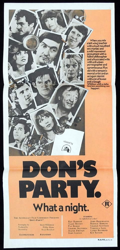 DON’S PARTY Original Daybill Movie Poster Ray Barrett John Hargreaves Graham Kennedy