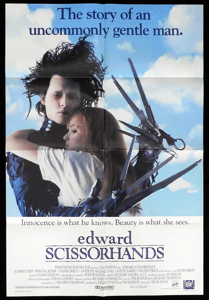 EDWARD SCISSORHANDS Original DS INT US One Sheet Movie poster Johnny Depp Tim Burton
