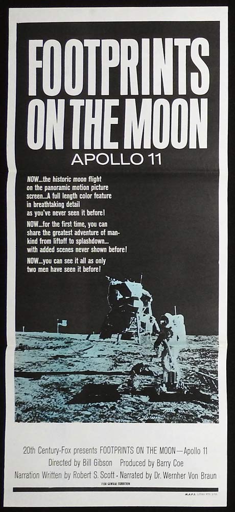 FOOTPRINTS ON THE MOON Original Daybill Movie poster Apollo 11 Moon Landing