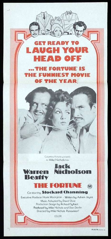 THE FORTUNE Original Daybill Movie Poster Warren Beatty Jack Nicholson Stockard Channing