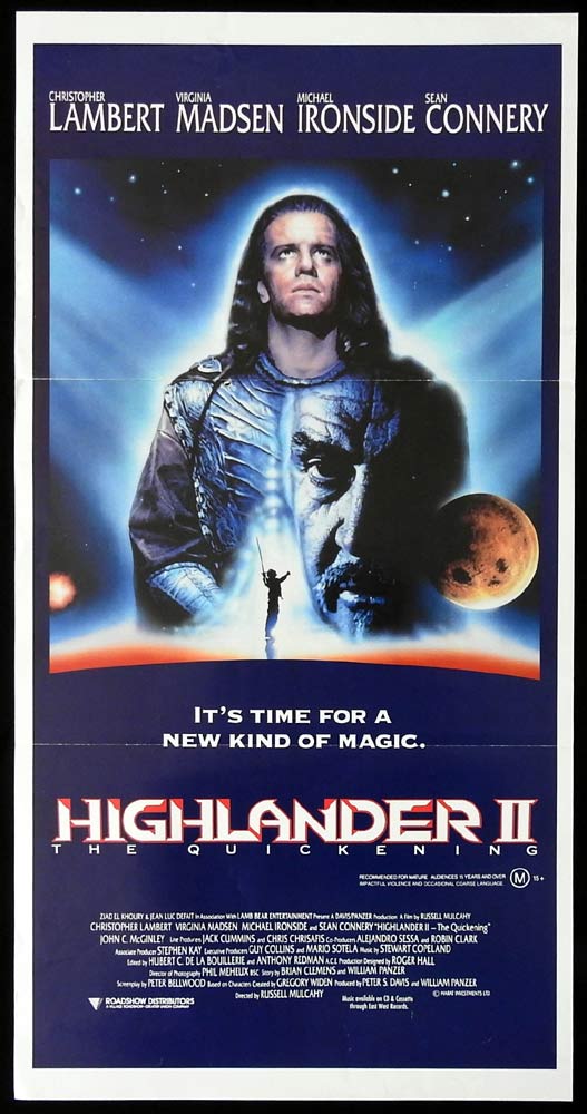 HIGHLANDER II Original daybill Movie Poster Christopher Lambert Virginia Madsen