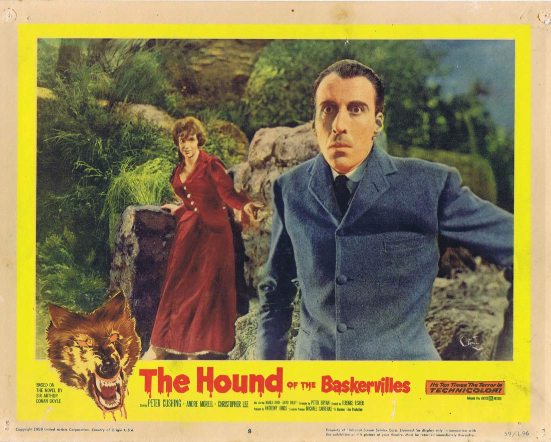THE HOUND OF THE BASKERVILLES Original Lobby Card 8 Hammer Horror Peter Cushing Christopher Lee
