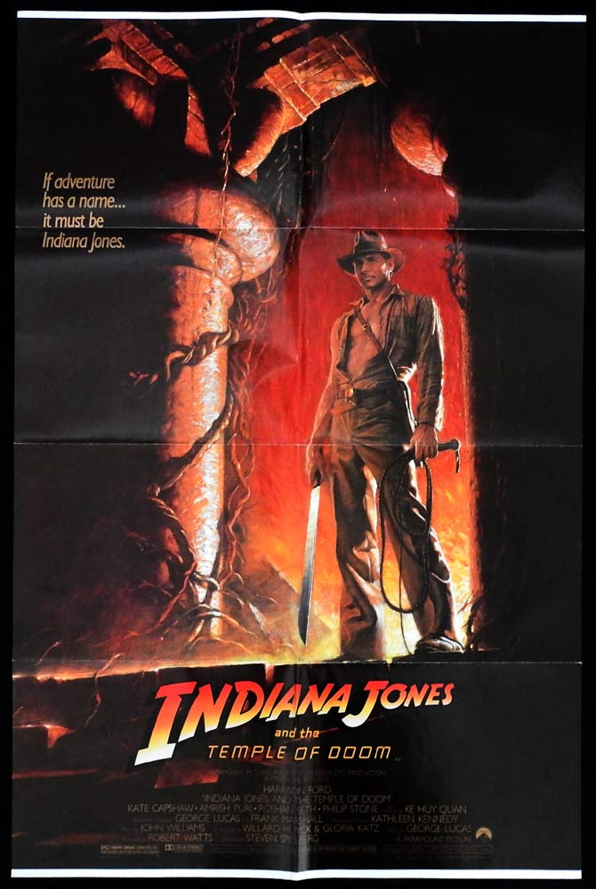 INDIANA JONES AND THE TEMPLE OF DOOM Original US One Sheet Movie poster Harrison Ford Bruce Wolfe art