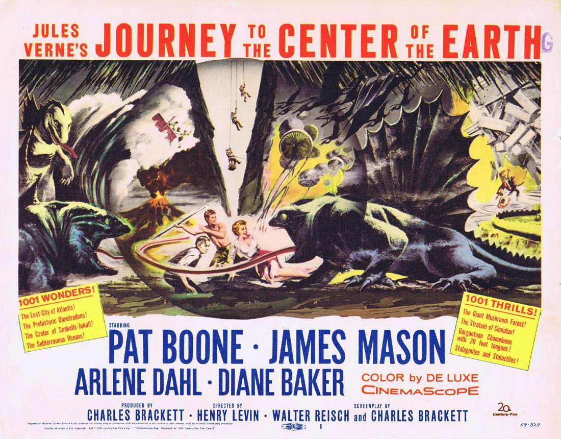JOURNEY TO THE CENTER OF THE EARTH Original Title Lobby Card James Mason 1959 Sci Fi Classic