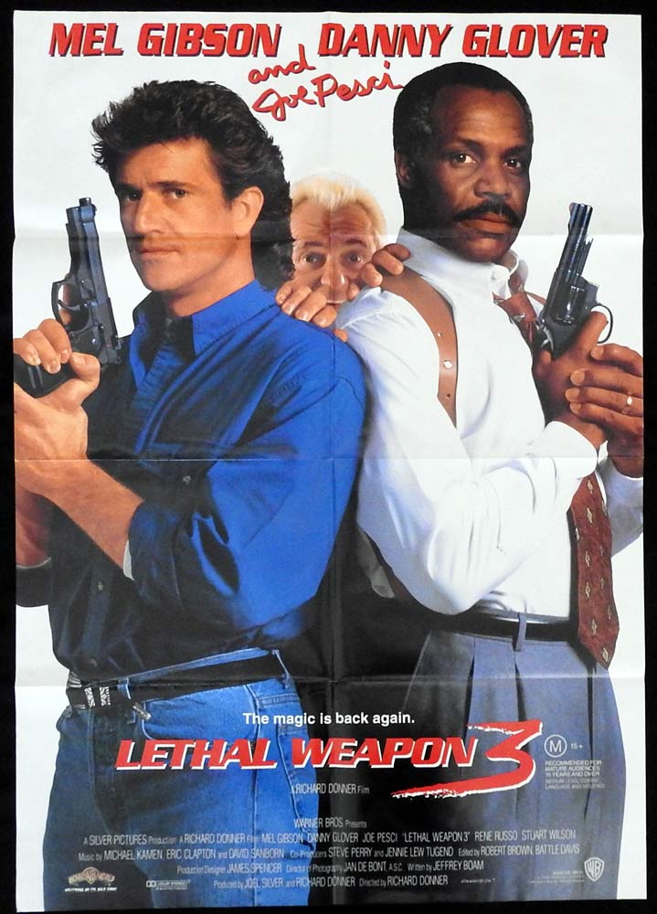 LETHAL WEAPON 3 Original One Sheet Movie Poster Mel Gibson Danny Glover Joe Pesci