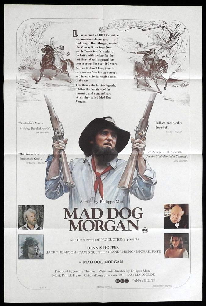 MAD DOG MORGAN Original One Sheet Movie Poster Dennis Hopper Jack Thompson Australian Film
