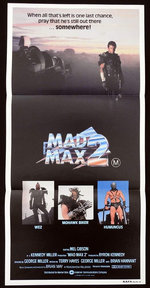 MAD MAX 2 Road Warrior Original Daybill Movie Poster Mel Gibson MAPS