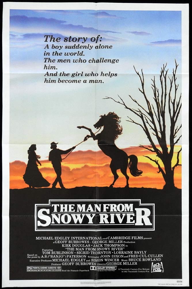 THE MAN FROM SNOWY RIVER Original US One Sheet Movie poster Jack Thompson Tom Burlinson Australian Film