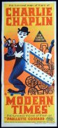 MODERN TIMES Original 1954r Daybill Movie Poster Charlie Chaplin Paulette Goddard