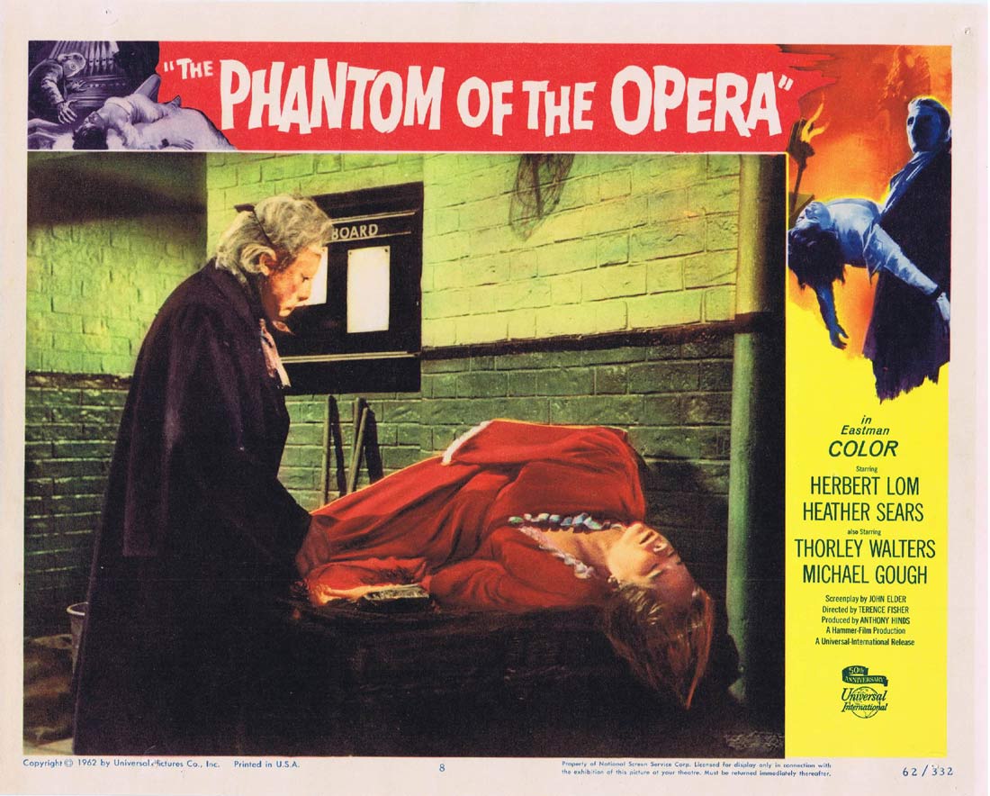 THE PHANTOM OF THE OPERA Original Lobby Card 8 Hammer Horror Herbert Lom