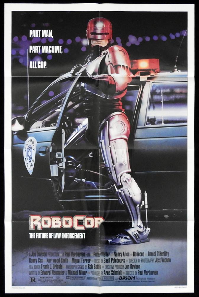 ROBOCOP Original US One Sheet Movie poster Peter Weller Nancy Allen Sci Fi