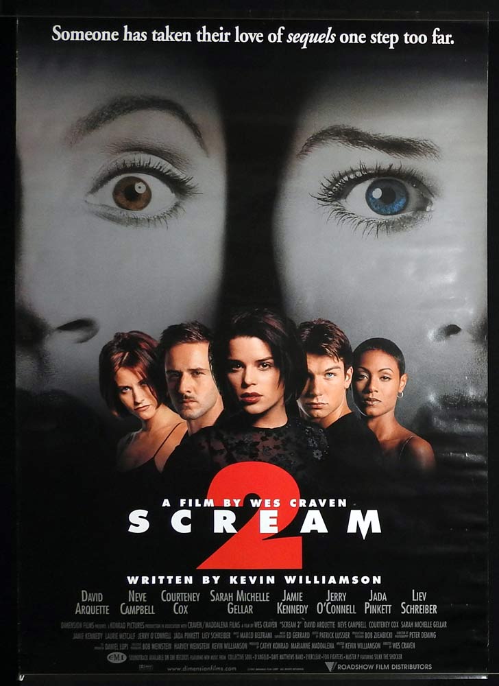 SCREAM 2 Original One Sheet Movie poster David Arquette Neve Campbell Courteney Cox Horror
