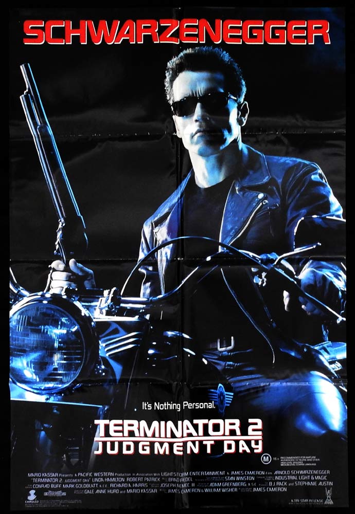 TERMINATOR 2 JUDGMENT DAY Original One Sheet Movie Poster Arnold Schwarzenegger