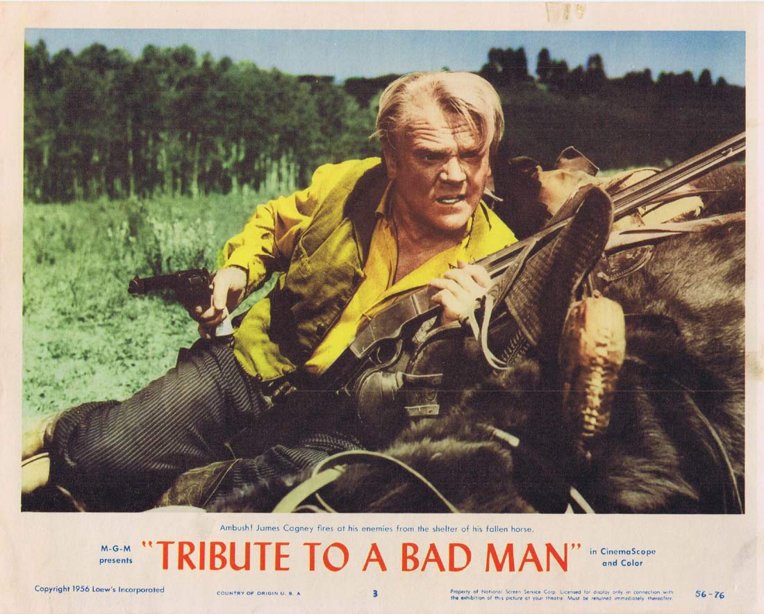 TRIBUTE TO A BAD MAN Original Lobby Card 3 Robert Wise James Cagney