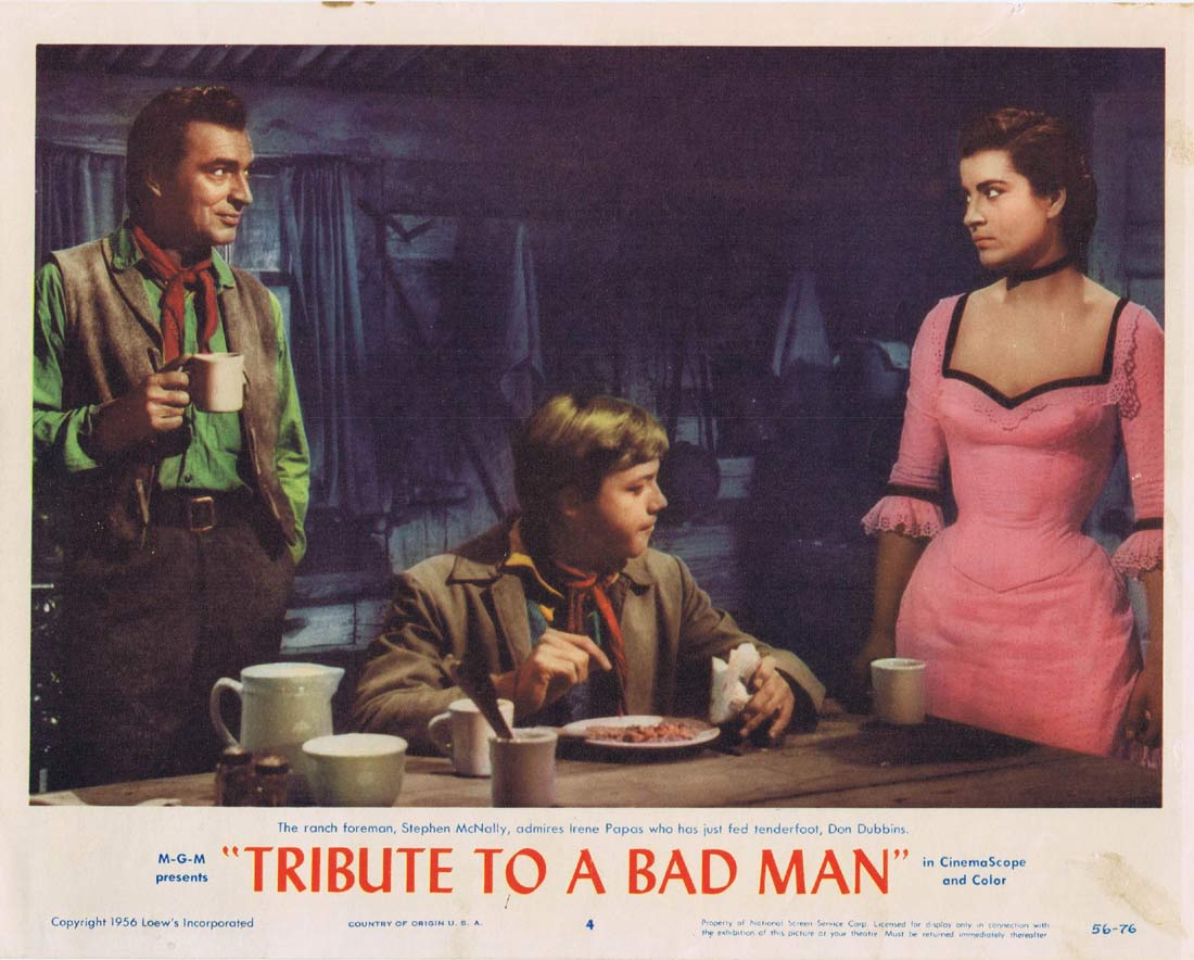 TRIBUTE TO A BAD MAN Original Lobby Card 4 Robert Wise James Cagney