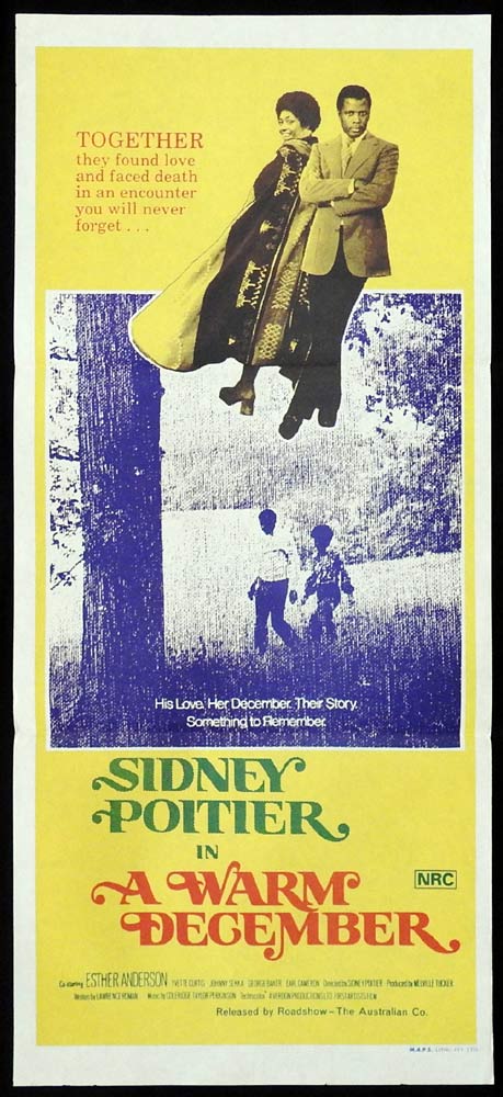 A WARM DECEMBER Original Daybill Movie Poster Sidney Poitier Esther Anderson