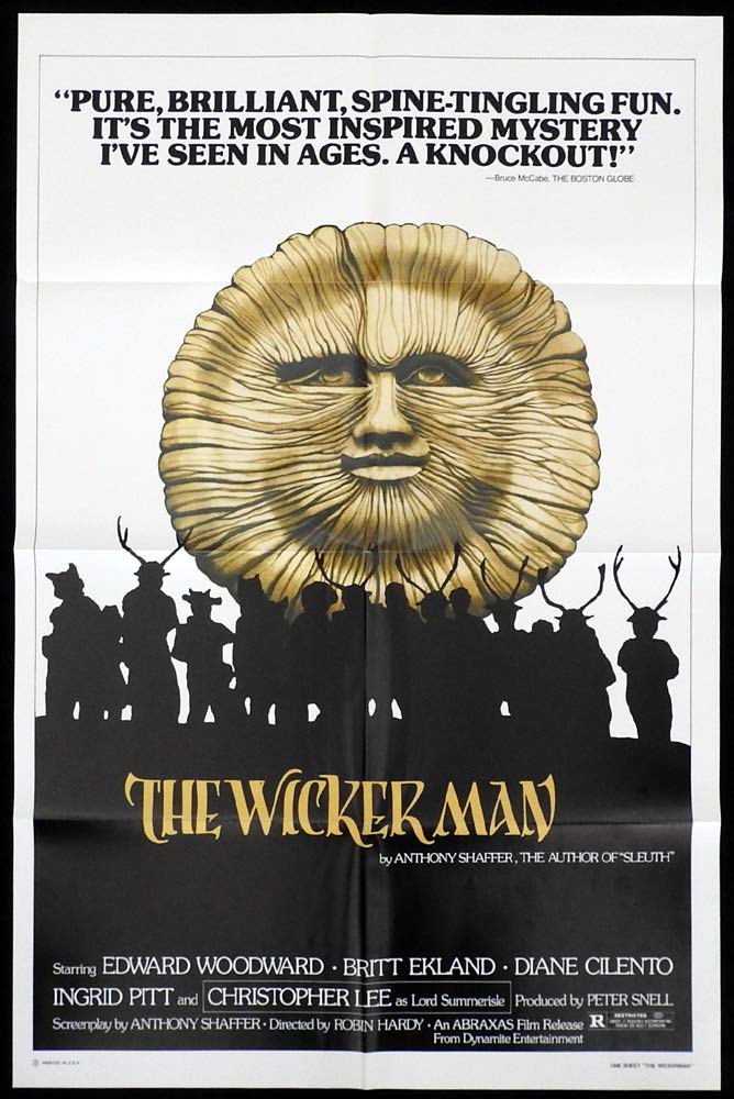 THE WICKER MAN Original 1980r One Sheet Movie poster Edward Woodward Christopher Lee Horror