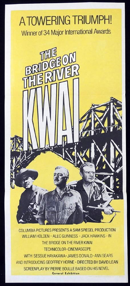 THE BRIDGE ON THE RIVER KWAI Original 60sr daybill Movie poster William Holden Alec Guinness