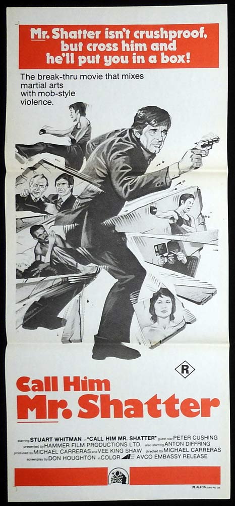 CALL HIM MR SHATTER Original Daybill Movie poster HAMMER FILM Stuart Whitman Peter Cushing
