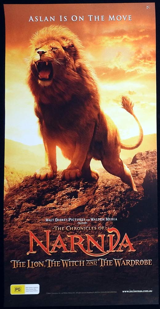 THE CHRONICLES OF NARNIA Original Daybill Movie Poster Lion Aslan