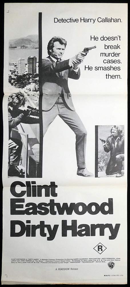DIRTY HARRY Original BW Style daybill Movie poster Clint Eastwood