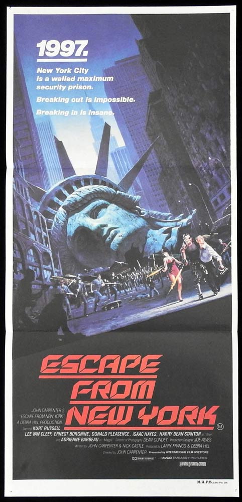 ESCAPE FROM NEW YORK Original Daybill Movie poster Kurt Russell Lee Van Cleef