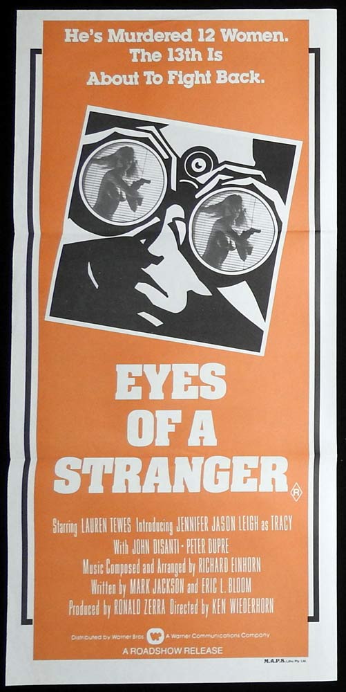 EYES OF A STRANGER Original Daybill Movie poster Lauren Tewes Jennifer Jason Leigh Horror