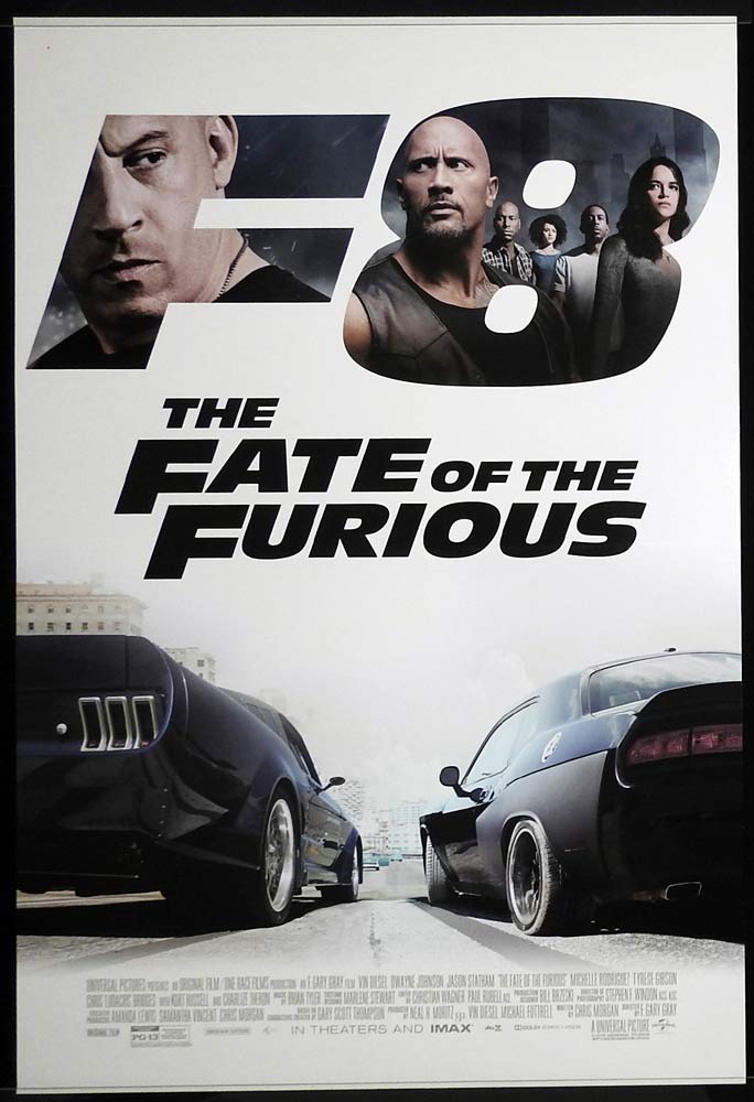 THE FATE OF THE FURIOUS F8 Original US One Sheet Movie poster Vin Diesel Dwayne Johnson Jason Statham