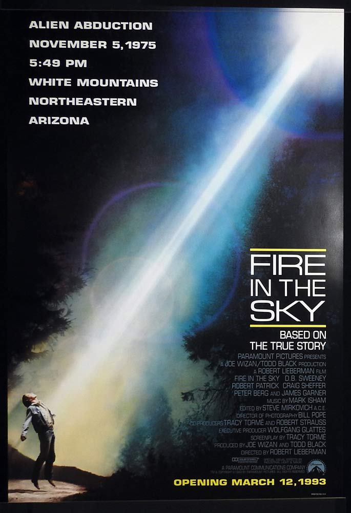 FIRE IN THE SKY Original US One Sheet Movie poster D. B. Sweeney Alien Abduction