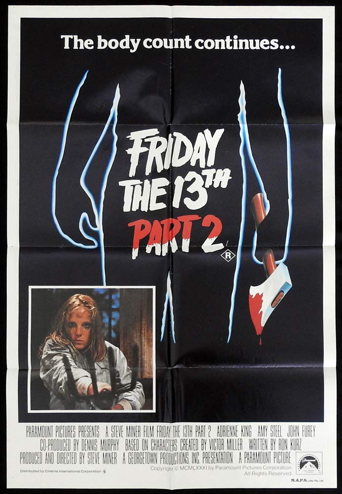 FRIDAY THE 13TH PART 2 Original One Sheet Movie Poster Adrienne King