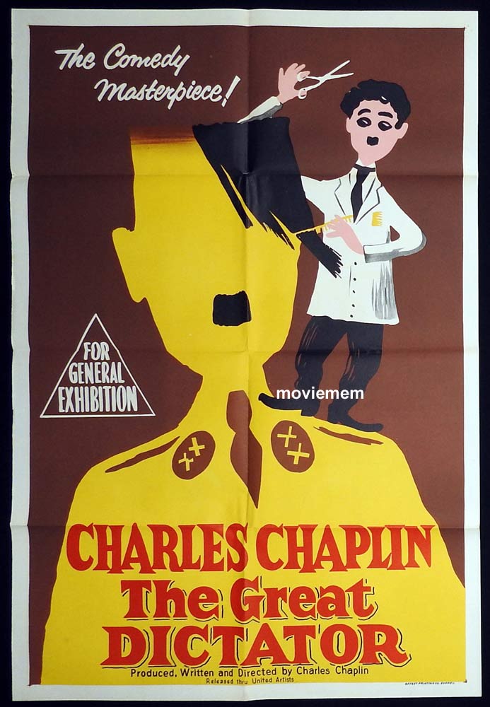 THE GREAT DICTATOR Original 50sr One Sheet Movie poster Charlie Chaplin