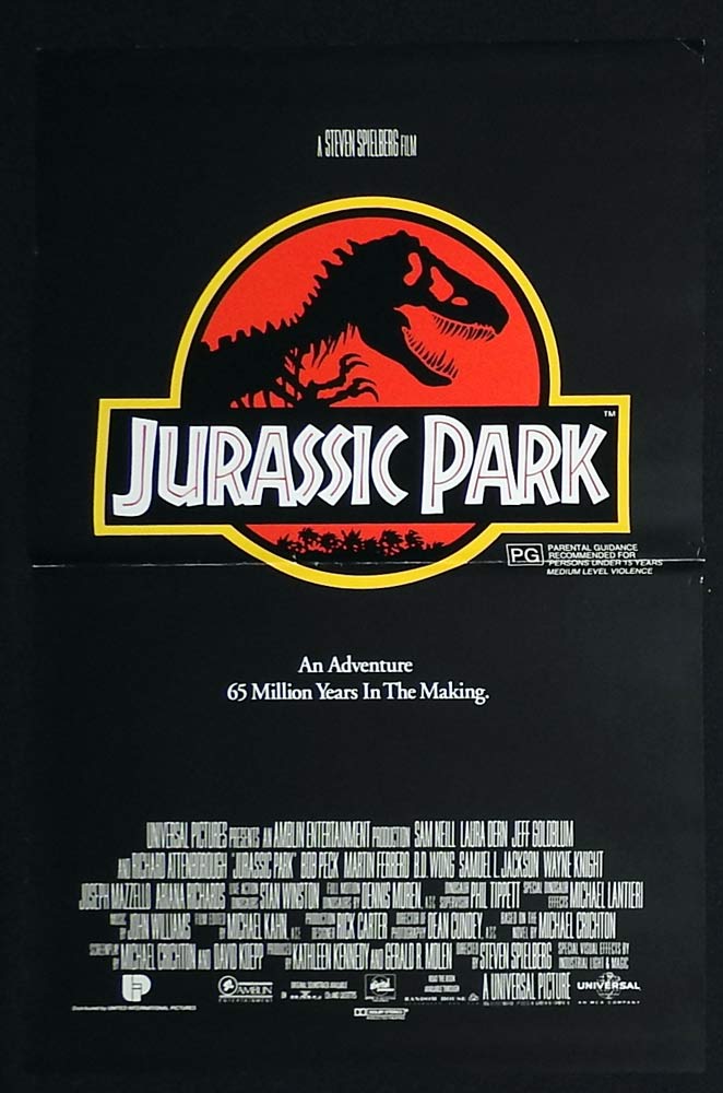 JURASSIC PARK Original daybill Movie poster Sam Neill Laura Dern Jeff Goldblum