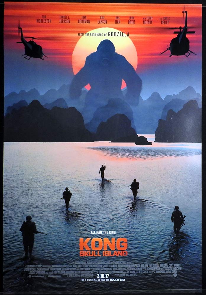 KONG SKULL ISLAND Original One Sheet Movie poster Tom Hiddleston Samuel L. Jackson