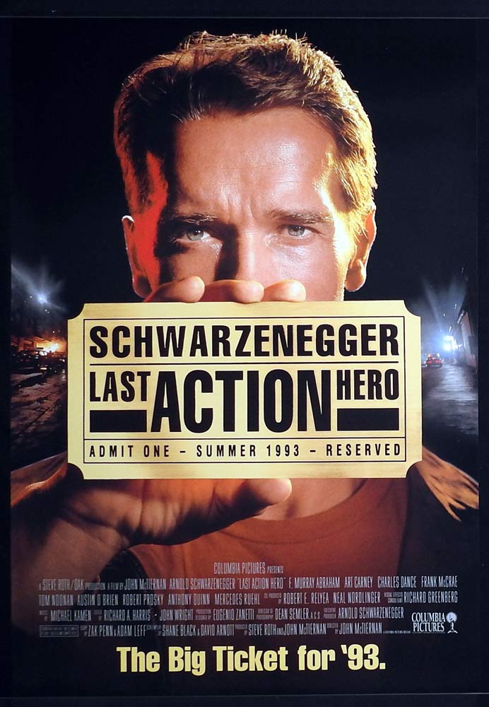 LAST ACTION HERO Original US One Sheet Movie poster Arnold Schwarzenegger F. Murray Abraham