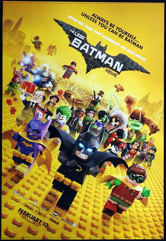 THE LEGO BATMAN MOVIE Original US ADV One Sheet Movie poster Will Arnett Ralph Fiennes