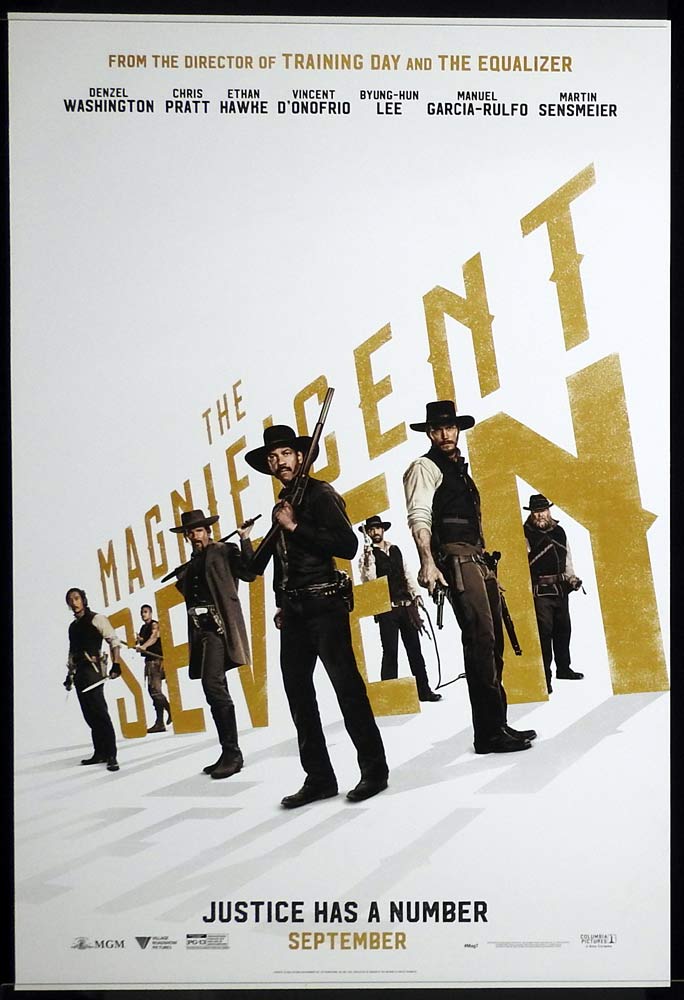 THE MAGNIFICENT SEVEN Original ADV US One Sheet Movie poster Denzel Washington Chris Pratt Ethan Hawke