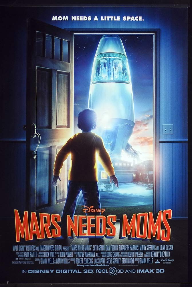 MARS NEEDS MOMS Original US One Sheet Movie poster Seth Green Dan Fogler Disney