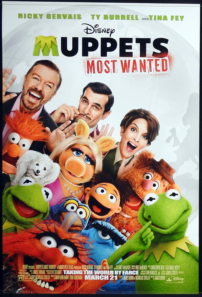 MUPPETS MOST WANTED Original ADV One Sheet Movie Poster Ricky Gervais Ty Burrell Tina Fey