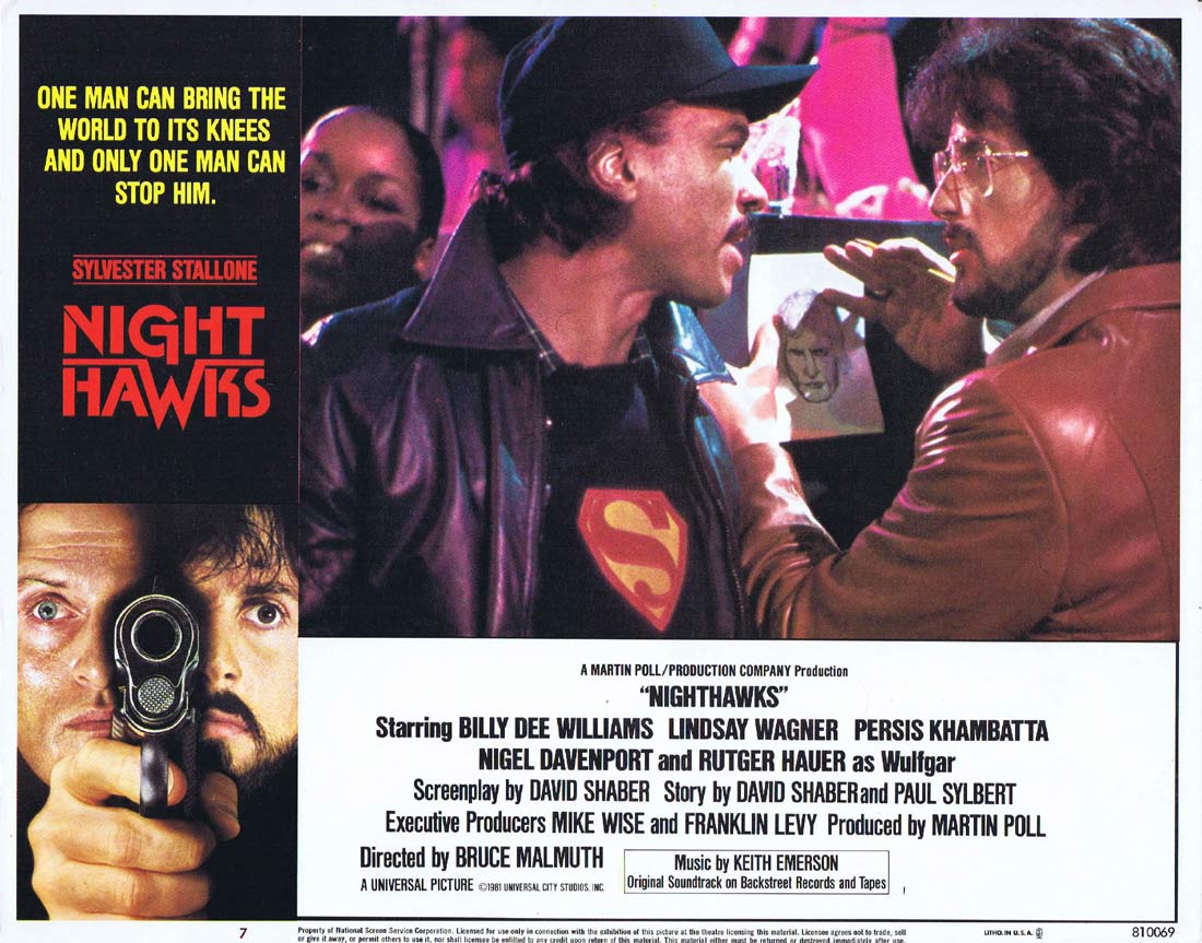 NIGHTHAWKS Original Lobby Card 7 Sylvester Stallone Billy Dee Williams